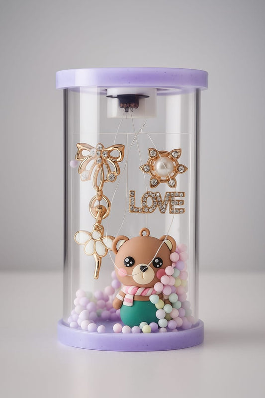 LED Crystal Love Capsule with Teddy | Romantic Decorative Gift Light