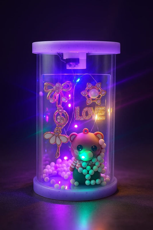LED Crystal Love Capsule with Teddy | Romantic Decorative Gift Light