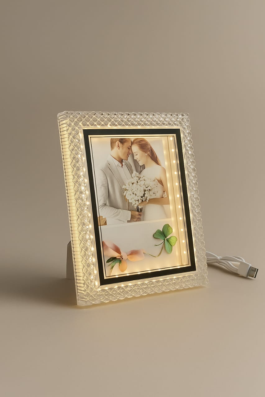 3D LED Crystal Love Photo Frame – Customized Gift for Couples
