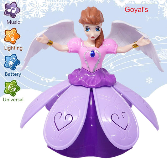 360° Rotating Angel Princess Doll with Lights & Music – Battery Operated Toy for Kids
