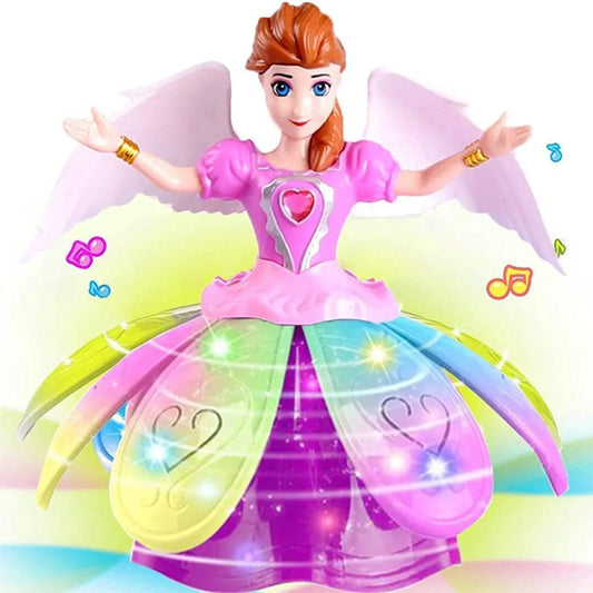 360° Rotating Angel Princess Doll with Lights & Music – Battery Operated Toy for Kids